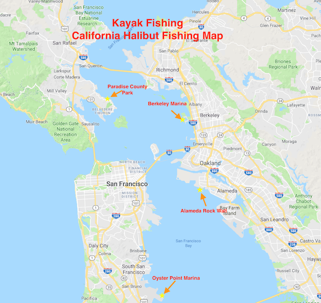 San Francisco Bay Fishing Map.